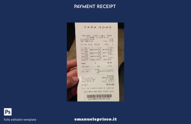 modello di controllo del pagamento della casa Zara in stile verificato